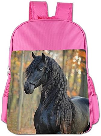 Black Horse School Backpack For Girls Boys Cute Bookbag Outdoor Daypack
