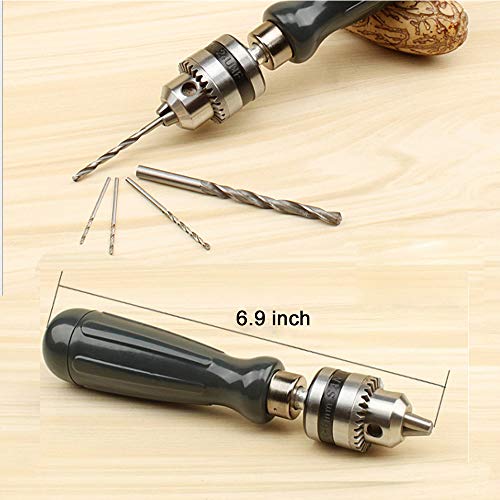 YYGJ Hand Drill Bits Set 7 in 1 Manual Tool Pin Vises with Chuck Key & 5pcs Twist Drill Bits for