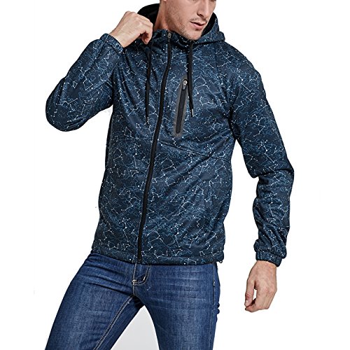 Men’s Military Tactical Middleweight Hooded Jacket Slim Fit Casual Multi-Pocket Outwear Jacket Coat Travel Jacket Zip Up Hoodie 9 Pockets Blue L