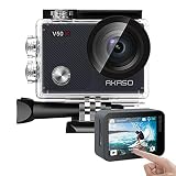 AKASO V50X Native 4K30fps WiFi Action Camera with EIS Touch Screen 4X Zoom 131 feet Waterproof Camera Support External Mic Remote Control Sports Camera with Helmet Accessories Kit