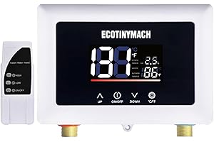ECOTINYMACH Tankless Water Heater Electric 110V, 3000W Under Sink Water Heater Under Sink, Conversion Between Fahrenheit and Celsius, Remote Control