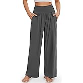 Gracyoga Wide Leg Yoga Pants for Women Casual Loose Cozy Sweatpants High Waisted Lounge Pajama Flowy Pants With Pockets