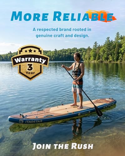 iTAOSTAR Wild 11'×36"/11'6"×34"/12'6"×33" Inflatable Paddle Board with Seat, One-Stop Premium SUP Board Gears, Tailored 5 Fins, Stable Inflatable Stand Up Paddle Boards for Youth/Adults of All Levels