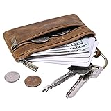 QEES Men's Coin Purse, Genuine Leather Change Purse, Mini Cash Wallet for Father Husband GJB31-2