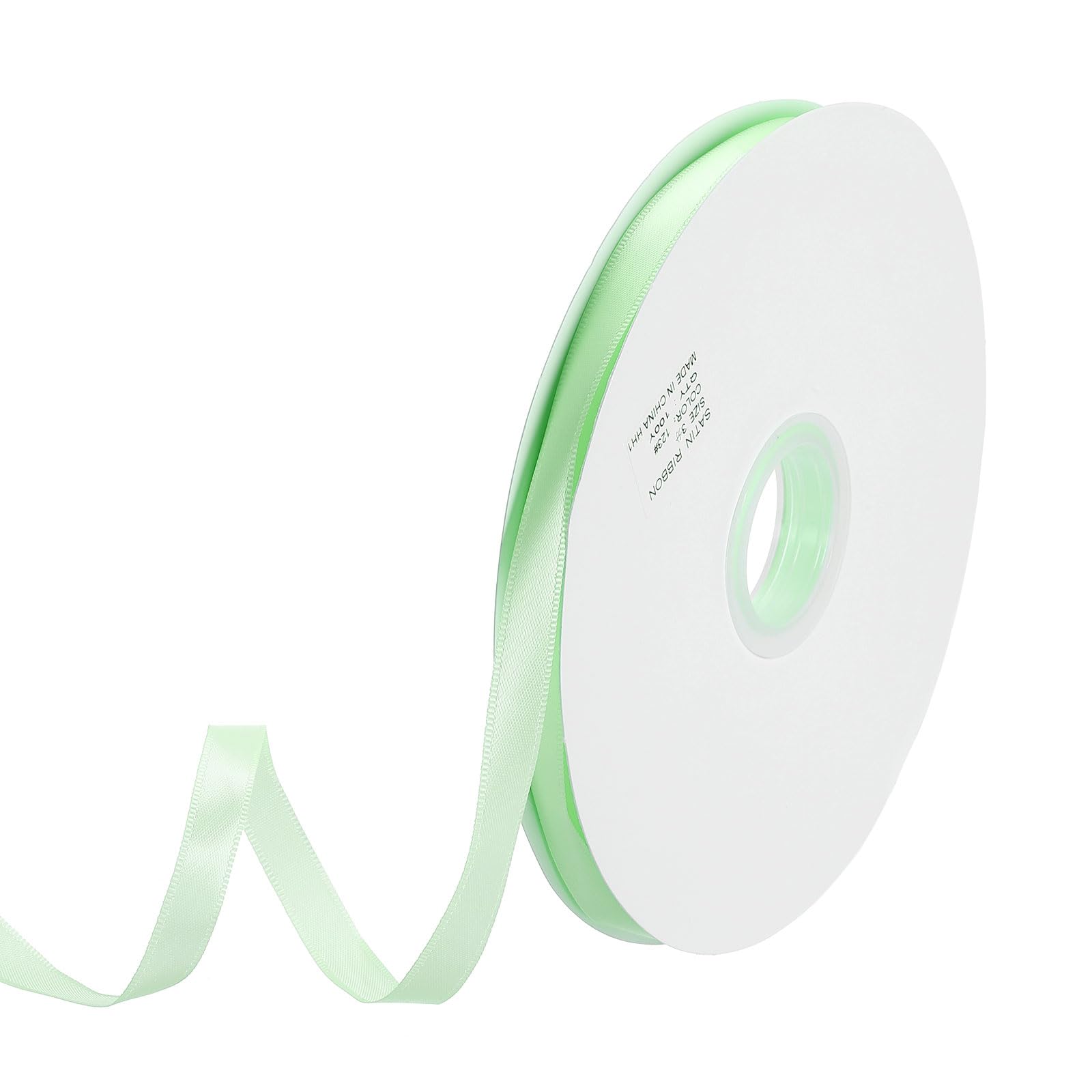 PATIKIL 3/8" x100Yard Polyester Satin Ribbon, Single Faced Grosgrain Ribbon Solid Fabric Ribbon for Crafts Wedding Party Gift Wrapping, Green