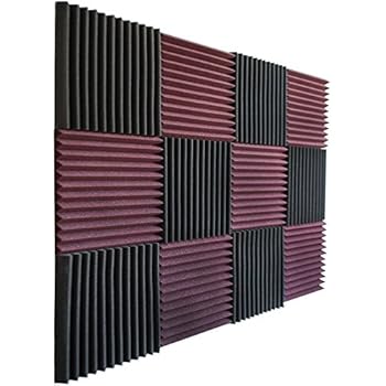 Foamily 12 Pack- Burgundy/Charcoal Acoustic Panels Studio Foam Wedges 1