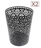 EasyPAG 2 PC Office Trash Can Hollow Flower Pattern Wastebasket (7.25 x 9 x 11.75 inch, Black)