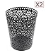 EasyPAG 2 PC Office Trash Can Hollow Flower Pattern Wastebasket 7.25 x 9 x 11.75 inch, Black