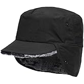 AISIYEDO Mens Winter Hat with Ear Flaps Trapper Hats Windproof Ski Warm Fully Lined Faux Fur Baseball Cap for Women