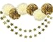 Wcaro New Years Decorations Birthday Party Decoration Wedding Decoration Baby Shower Decor Gold Cream Tissue Paper Pom Poms Paper Flowers Gold Twinkle Star Garland Twinkle Twinkle Little Star