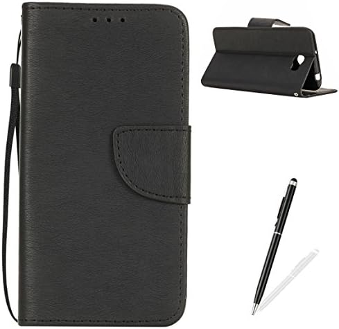 Huawei Y5 II/4A Case,MAGQI Premium Soft PU Leather Slim Fit Notebook Wallet Case Luxury Retro Two-Color Design [Kickstand] Stand Function Card Slots & Holder Magnetic Flip Protective Skin Full Body Protection Cover with Detachable Hand Strap + Free Stylus Pen for Huawei Y5 II/4A - Black