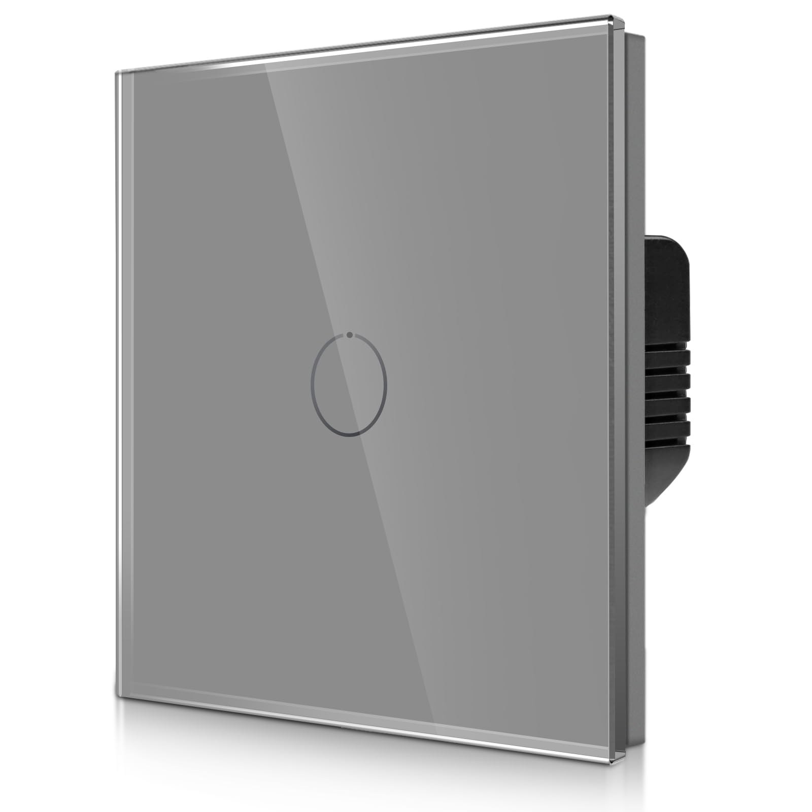 CNBINGO 2-Way Touch Light Switch - Grey Wall with Glass Panel and Status LED Backlight - No Neutral Wire Required - Only Pair with this 2-Way Series - 1 Gang