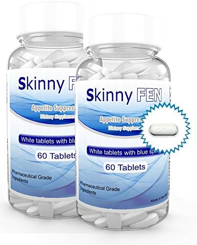 SkinnyFen - FREE, Fast Shipping - Weightloss Appetite Suppressant Diet Aid Tablet - Two 60 count bottles - White / Blue TABLETS (2 Month)