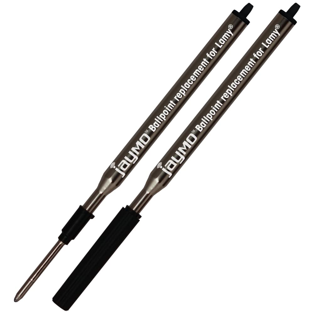 Jaymo Replacement for Lamy M16 1200150 - Measures 4.17 in / 106 mm Long - Ballpoint Pen Refill - 2 Black