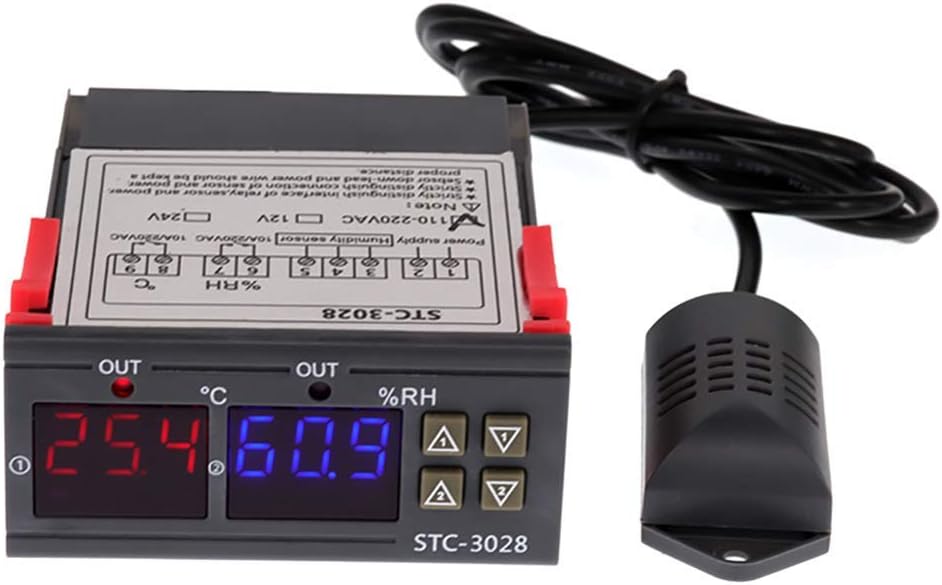 DollaTek Temperature Humidity Controller 220V 2 Relays STC-3028 with Temperature Humidity Sensor Probe Dual Thermostat Humidistat Controller - Image 3
