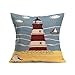 ULOVE LOVE YOURSELF Beach Pillow Covers 4 Pack Coastal Nautical Throw Pillowcases Lighthouse Sailboat Deck Chair Sea Theme Summer Holiday Decorative Cushion Cover 18 x 18 inch