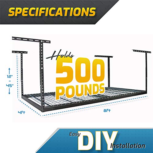 MonsterRax Overhead Garage Storage Rack 4 x 8 Ceiling Rack for Garage