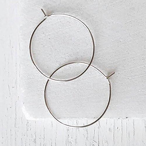 Sterling Silver 14k Goldfill Medium Thin Wire Delicate Hoop Earrings Christmas 25th Silver Anniversary Gift for Her Jewelry