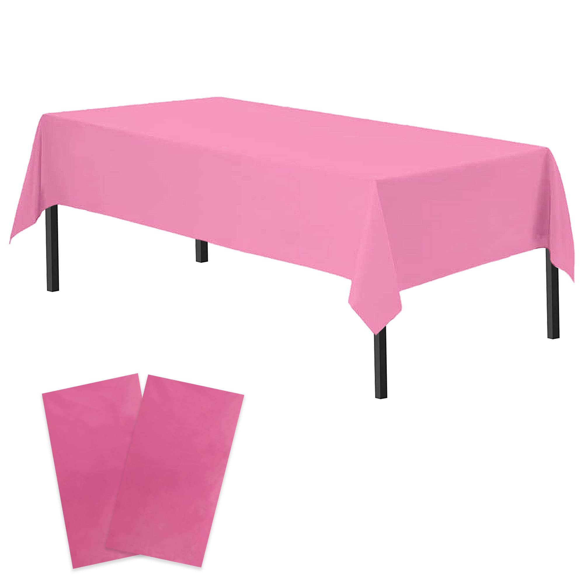 Time to Sparkle 2 Pack Plastic Tablecloths 54" x 108" Plastic Dining Table Cloth Premium Rectangle Table Cover for Parties Wedding Banquet etc Indoor Or Outdoor(Pink)