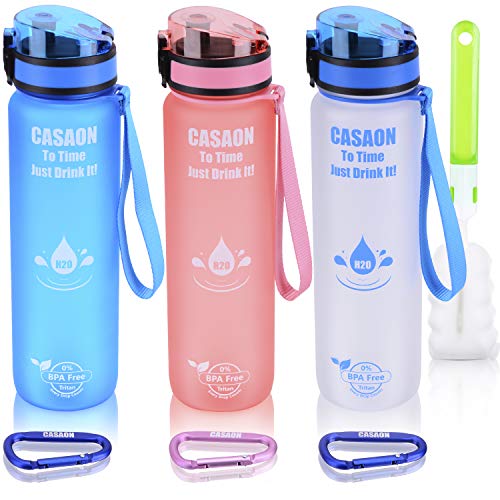 CASAON 32oz Motivational Water Bottle with Time Marker, 1 Liter Tritan BPA Free Sports Water Bottle - Blue - Thumbnail 6