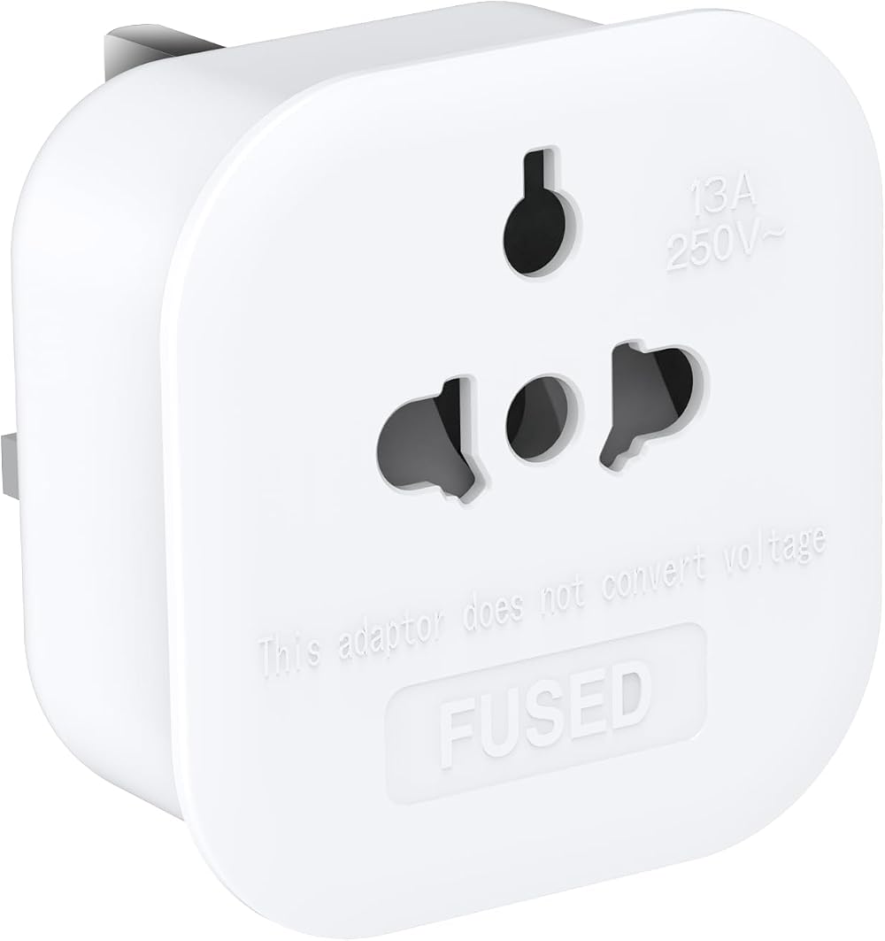 Herfair European to UK Plug Adapter 13A 250V Worldwide to UK Travel