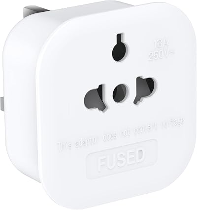 Herfair European to UK Plug Adapter 13A 250V Worldwide to UK Travel