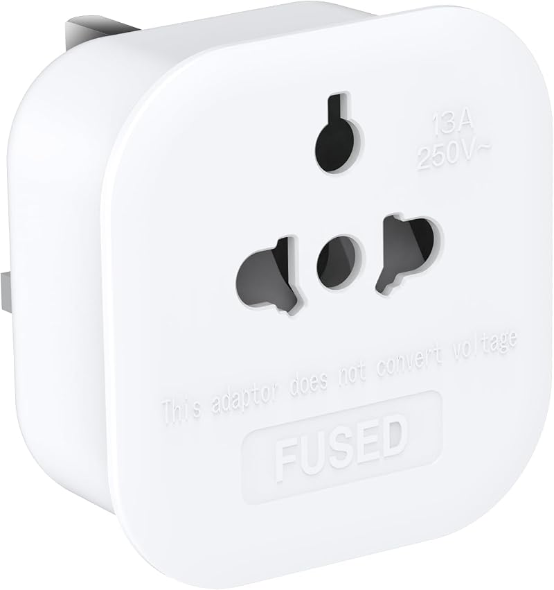 Herfair European to UK Plug Adapter 13A 250V Worldwide to UK Travel