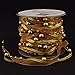 Fowod 3 Strings Beaded Garland, Pearl String, Satin Ribbon and Organza Ribbon, 33 Feet, Gold