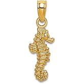 JewelryWeb 10k Gold 3-d Mini Seahorse Pendant Necklace 16.8x6.3mm Wide Pendant for Women