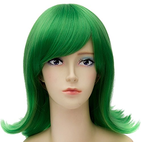 Inside Out Disgust Cosplay Green Wigs Women Straight Hair End Wave
