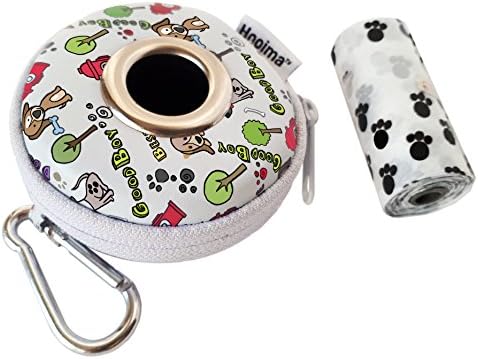 Dog Poop Bag Dispenser for Dog Leash Includes 1 Roll of 15 Disposable Dog Bags and Metal Clip. Large Dog Poop Bags Refillable Holder and Metal HangingHook. Great Dog Owner Accessory