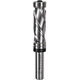 Serestool Top and Bottom Bearing Flush Trim Router Bit 1/2 Shank, 3/4" Cutting Diameter, 2" Cutting Length, Up&amp;Down Compression Cut, Carbide Spiral Pattern Template Bit for Wood Trimming