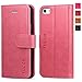 iPhone SE Case, iPhone 5s Case, TUCCH Wallet Cases for iPhone SE/iPhone 5s / iPhone 5, Flip Leather Slim Folio Book Cover with Credit Card Slots, Cash Clip, Stand Holder, Magnetic Closure, Hot Pink