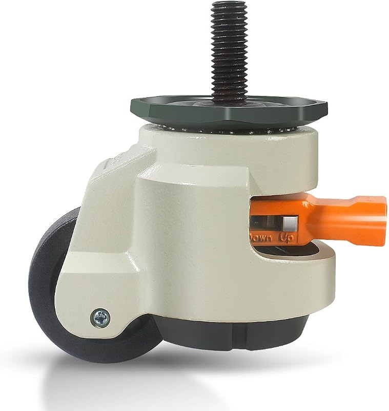 Nivellierrollen Schwerlastrollen mit Gewinde M12X30 Tragfähigkeit 1000KG, 4er Set 50MM Lenkrollen mit Ratschengriff-Design, 360-Grad-Möbelrollen Schwerlast für Maschine, Ausrüstung, Regale