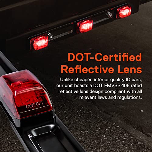 15" 9 LED 3 Red Trailer Light Bar [DOT FMVSS 108] [SAE P2] [IP67