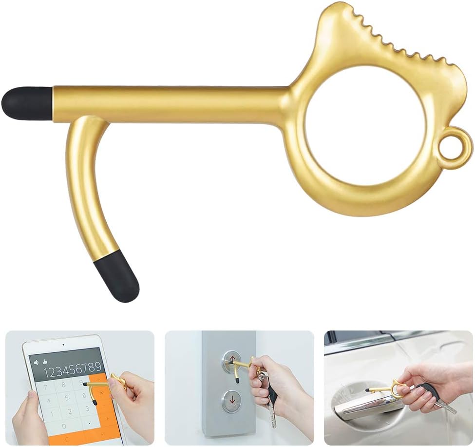 Door Opener Tool with Stylus No Touch Keychain Tool Anti Touch Door