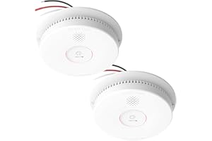 Siterlink Hardwired Interconnected Smoke Detectors,Photoelectric Smoke Alarm with 9V Battery Backup,Test/Silence Button, Hard Wired Fire Alarm for Home GS562A 2pack