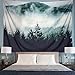 Heopapin Misty Forest with Mountains Tapestry Fog Fantasy Magical Trees Landscape Wall Hanging Mandala Bohemian Wall Tapestry 3D Vision Nature Tree Tapestry Wall Hanging