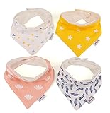 Bekith Baby Bandana Drool Bibs - Unisex 4-Pack - SuperAbsorbent Organic Cotton Keeps Baby Happy & Dry - Baby Will Look Adorable In These Stylish Designs