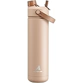 POWCAN 26 oz Insulated Water Bottle with 2-in-1 Straw and Spout Lid, Keep Cold 24H, Leak-Proof, Fits in Car Cup Holder, Stainless Steel Water Bottle for Sports, Travel, Gym, and School (Mocha)