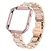 Wearlizer Compatible for with Fitbit Blaze Band Bands for Women Metal Wristband Replacement Fitbit Blaze Band with Frame Resin Bracelet Fit bit Blaze Resin Rose Gold