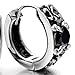 Pair of Vintage Huggie Hinged Hoop Earrings Stainless Steel with Black Cz Unisex Men Women