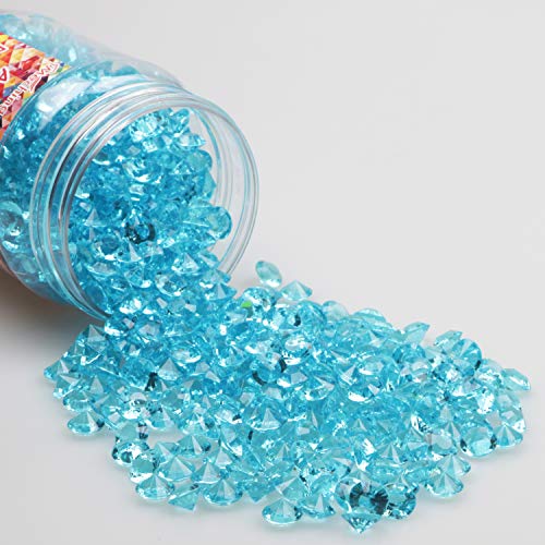 Meching Acrylic Diamonds Crystals 11OZ(1100 PCS) Bottle Round Diamond Crystals Treasure Gems for Table Scatters, Vase Fillers, Event, Wedding, Birthday Decoration Favor, Arts & Crafts (Blue)