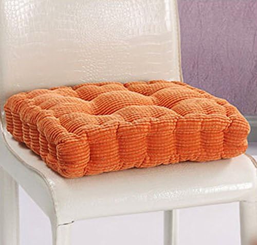 TMJJ Corduroy Square Seating Cushion for Office Dining Chair Indoor Outdoor Japanese Tatami Pillows Floor Cushions,17.7" x 17.7",Orange Yellow