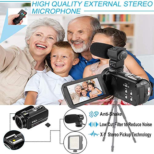 Video Camera Camcorder , Aitechny Vlogging Camera FHD 1080P 30FPS Camera 24MP 3.0 Inch LCD Touch Screen Digital Video Camera IR Night Vision YouTube Camera with Mic Remote Control 2 Batteries