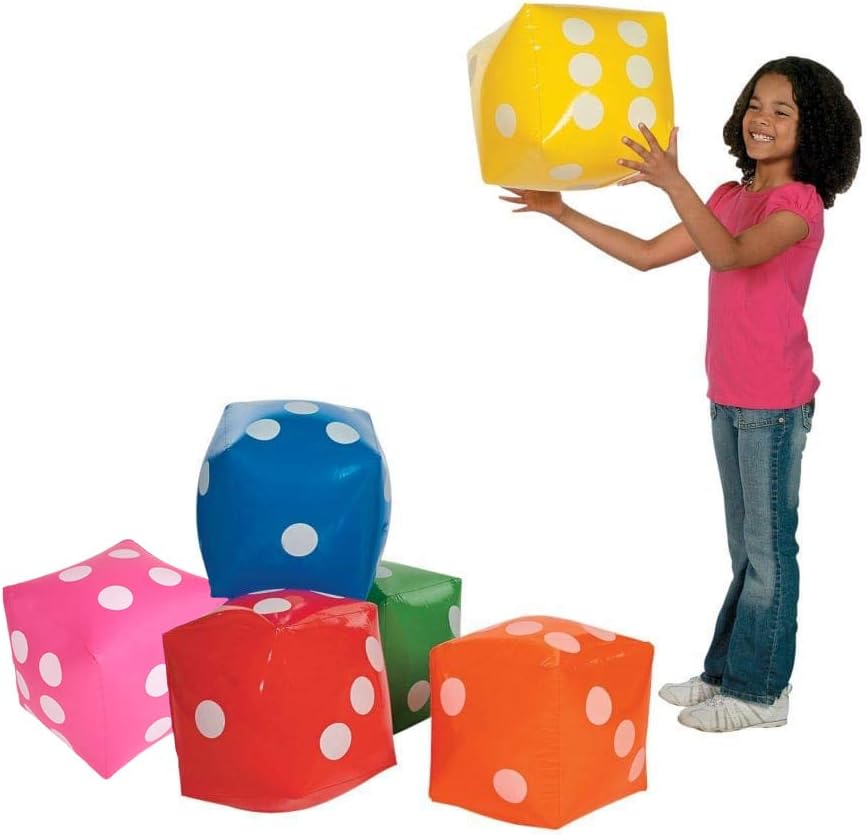 JEVERGN 6Pcs Inflatable Dice, 12" Numeral Dice for Indoor and Outdoor Broad Games, Ludo and Pool Party - Free Floor Games