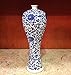 Classic Ming Era Blue and White Porcelain Floral Slender Beauty Vase. Slender Beauty