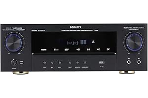 SOBATTY Stereo Receivers,5.1 Channels Audio Amplifier with HDMI,Optical/Coaxial,Bluetooth/USB,RCA,AC-3 Input,Subwoofer Output for Karaoke,Home,Theater Speakers(Non-Dolby/DTS)