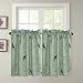 H.VERSAILTEX Energy Smart Room Darkening Rod Pocket Blackout Curtain Tier Panels for Multi Size - Sage Green Base with Turquoise Birds - (58" W x 36" L Pair of Tiers)