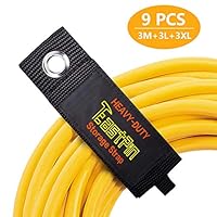 EastPin Heavy-Duty Storage Straps- Hook and Loop Organizer Hanger for Extension Cords, Cables, Hoses, Rope and More for Garage, Home, Shop, Boat and RV Organization (9 Pack (3M+3L+3XL)